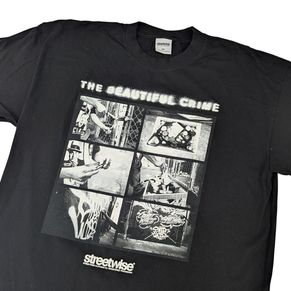 Streetwise The Beautiful Crime T-Shirt Mens 2X Black Graffiti Art Graphic Tee